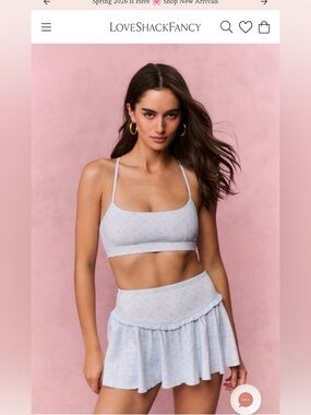 LoveShackFancy Powder Blue Floral skort